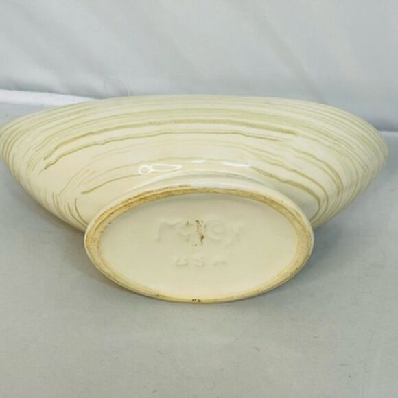 MCM McCoy Pottery Harmony Line White & Green Bowl - Planter - 9.25" Mid Century - Picture 8 of 8
